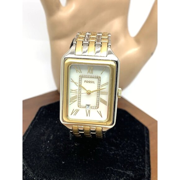 Fossil Women's Watch ES5305 Raquel Quartz Tank Two Tone Stainless Steel 26mm - Picture 1 of 13